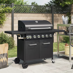 vidaXL Griglia Barbecue a Gas con 7 Bruciatori Nero in Acciaio
