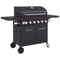 vidaXL Griglia Barbecue a Gas con 7 Bruciatori Nero in Acciaio - Vista aggiuntiva 2