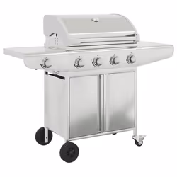 vidaXL Griglia Barbecue a Gas con 5 Bruciatori Argento in Acciaio - Vista aggiuntiva 2