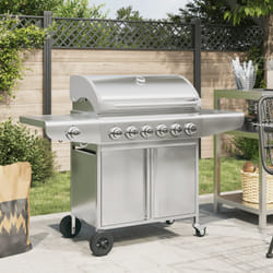 vidaXL Griglia Barbecue a Gas con 7 Bruciatori Argento in Acciaio