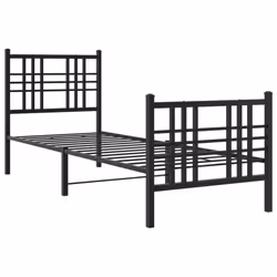 Giroletto con Testiera e Pediera Metallo Nero 80x200 cmcod mxl 92231 - Vista aggiuntiva 3
