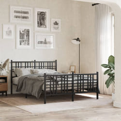 Giroletto con Testiera e Pediera Metallo Nero 120x190 cmcod mxl 116398