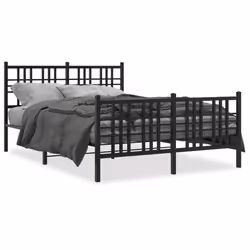 vidaXL Giroletto con Testiera e Pediera Metallo Nero 137x190 cm - Vista aggiuntiva 2