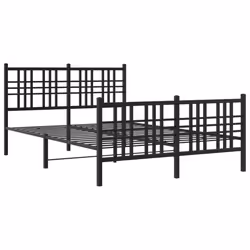vidaXL Giroletto con Testiera e Pediera Metallo Nero 140x190 cm - Vista aggiuntiva 3