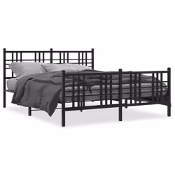 Giroletto con Testiera e Pediera Metallo Nero 150x200 cmcod mxl 92460 - Vista aggiuntiva 2