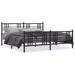 Giroletto con Testiera e Pediera Metallo Nero 183x213 cm cod mxl 116401 - Vista aggiuntiva 2