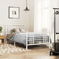 Giroletto con Testiera e Pediera Metallo Bianco 100x190 cm Vidaxl 49732