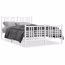 Giroletto con Testiera e Pediera Metallo Bianco 137x190 cmcod mxl 92534 - Vista aggiuntiva 2