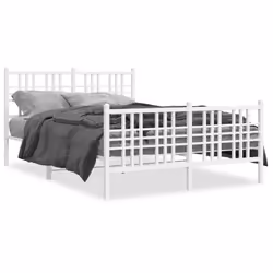 Giroletto con Testiera e Pediera Metallo Bianco 140x190 cmcod mxl 116403 - Vista aggiuntiva 2