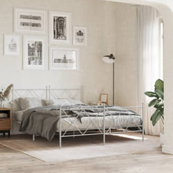 Giroletto con Testiera e Pediera Metallo Bianco 150x200 cmcod mxl 116432