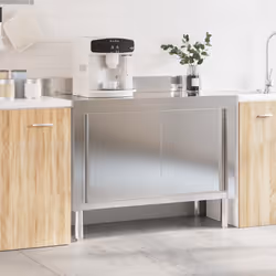 Tavolo da Lavoro per Cucina con Ante Scorrevoli in Acciaio Inoxcod mxl 112638 - Vista aggiuntiva 3