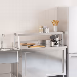 Ripiano per Tavolo da Lavoro 110x30x35 cm in Acciaio Inoxcod mxl 110714 - Vista aggiuntiva 3