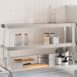 Ripiano per Tavolo da Lavoro 2 Piani 110x30x65 cm Acciaio Inox Vidaxl 60017