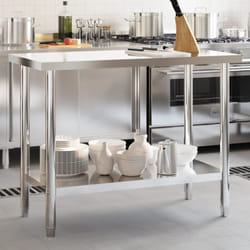 Tavolo da Lavoro da Cucina 110x55x85 cm in Acciaio Inossidabile Vidaxl 39330