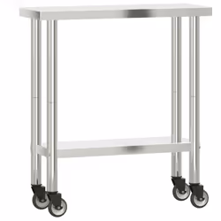 Tavolo da Lavoro Cucina con Ruote 82,5x30x85 cm in Acciaio Inoxcod mxl 111702 - Vista aggiuntiva 2