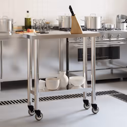 Tavolo da Lavoro Cucina con Ruote 82,5x30x85 cm in Acciaio Inoxcod mxl 111702 - Vista aggiuntiva 3