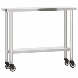 Tavolo da Lavoro Cucina con Ruote 110x30x85 cm in Acciaio Inoxcod mxl 87706 - Vista aggiuntiva 2