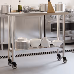 Tavolo da Lavoro Cucina con Ruote 110x30x85 cm in Acciaio Inoxcod mxl 87706 - Vista aggiuntiva 3