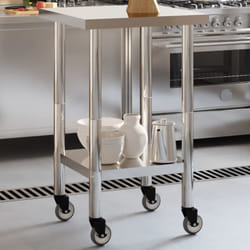 Tavolo da Lavoro Cucina con Ruote 55x55x85 cm in Acciaio Inox Vidaxl