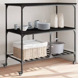 Carrello da Cucina Nero 100x50x95 cm in Legno Multistrato Vidaxl 40838