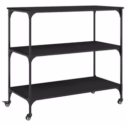 vidaXL Carrello da Cucina Nero 102x50x95 cm in Legno Multistrato - Vista aggiuntiva 2