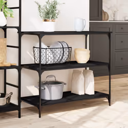 vidaXL Carrello da Cucina Nero 102x50x95 cm in Legno Multistrato - Vista aggiuntiva 3