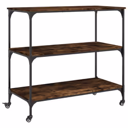 vidaXL Carrello da Cucina Rovere Fumo 102x50x95 cm Legno Multistrato - Vista aggiuntiva 2