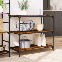 vidaXL Carrello da Cucina Rovere Fumo 102x50x95 cm Legno Multistrato - Vista aggiuntiva 3