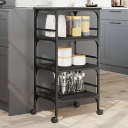 Carrello da Cucina Nero 45x35x89,5 cm in Legno Multistrato Vidaxl 62680
