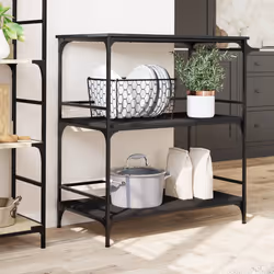Carrello da Cucina Nero 100,5x50x105 cm in Legno Multistratocod mxl 90702 - Vista aggiuntiva 3