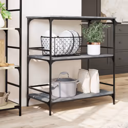 vidaXL Carrello Cucina Grigio Sonoma 100,5x50x105 cm Legno Multistrato - Vista aggiuntiva 3