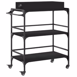 vidaXL Carrello da Cucina Nero 81,5x41x92,5 cm in Legno Multistrato - Vista aggiuntiva 2