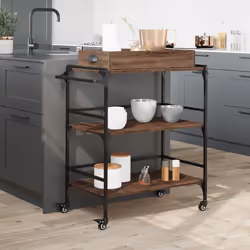 Carrello Cucina Rovere Marrone 81,5x41x92,5cm Legno Multistratocod mxl 114945 - Vista aggiuntiva 3