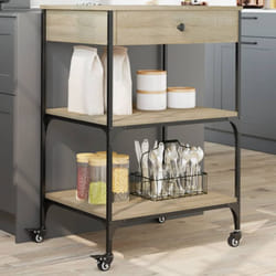 Carrello da Cucina Rovere Sonoma 60x48x89,5cm Legno Multistrato Vidaxl