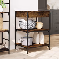 Carrello da Cucina Rovere Fumo 60x48x89,5 cm Legno Multistratocod mxl 89855 - Vista aggiuntiva 3