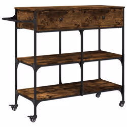 Carrello da Cucina Rovere Fumo 105x42x95 cm Legno Multistratocod mxl 89857 - Vista aggiuntiva 2