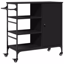 Carrello da Cucina Nero 87,5x38,5x84,5 cm in Legno Multistratocod mxl 89862 - Vista aggiuntiva 2