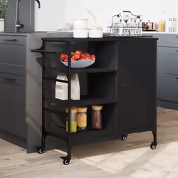 Carrello da Cucina Nero 87,5x38,5x84,5 cm in Legno Multistratocod mxl 89862 - Vista aggiuntiva 3