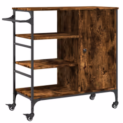 vidaXL Carrello Cucina Rovere Fumo 87,5x38,5x84,5 cm Legno Multistrato - Vista aggiuntiva 2