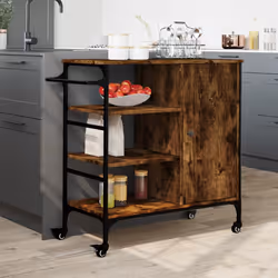 vidaXL Carrello Cucina Rovere Fumo 87,5x38,5x84,5 cm Legno Multistrato - Vista aggiuntiva 3