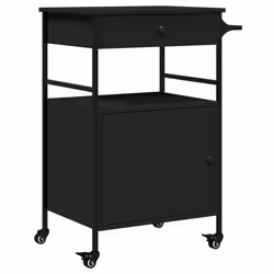 Carrello da Cucina Nero 56x43x89,5 cm in Legno Multistratocod mxl 114946 - Vista aggiuntiva 2