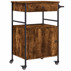 Carrello da Cucina Rovere Fumo 56x43x89,5 cm Legno Multistratocod mxl 114947 - Vista aggiuntiva 2