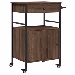 vidaXL Carrello Cucina Rovere Marrone 56x43x89,5 cm Legno Multistrato - Vista aggiuntiva 2