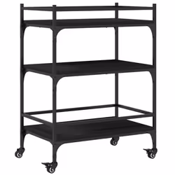 vidaXL Carrello da Cucina Nero 65x40x86,5 cm in Legno Multistrato - Vista aggiuntiva 2