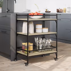 vidaXL Carrello da Cucina Rovere Sonoma 65x40x86,5cm Legno Multistrato - Vista aggiuntiva 3