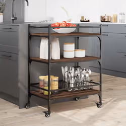Carrello Cucina Rovere Marrone 65x40x86,5 cm Legno Multistratocod mxl 90138 - Vista aggiuntiva 3
