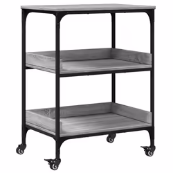vidaXL Carrello da Cucina Grigio Sonoma 60x41x80,5cm Legno Multistrato - Vista aggiuntiva 2