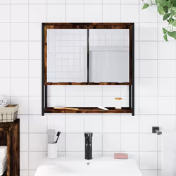 Mobile Bagno Specchio Rovere Fumo 60x16x60 cm Legno Multistratocod mxl 90753 - Vista aggiuntiva 3