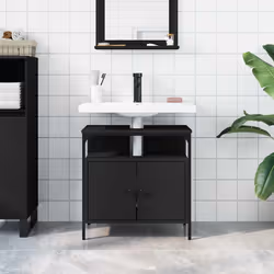 Mobile Lavabo Bagno Nero 60x30x60 cm in Legno Multistratocod mxl 113457 - Vista aggiuntiva 3