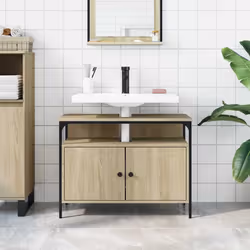 Mobile Lavabo Bagno Rovere Sonoma 80x30x60 cm Legno Multistratocod mxl 89475 - Vista aggiuntiva 3